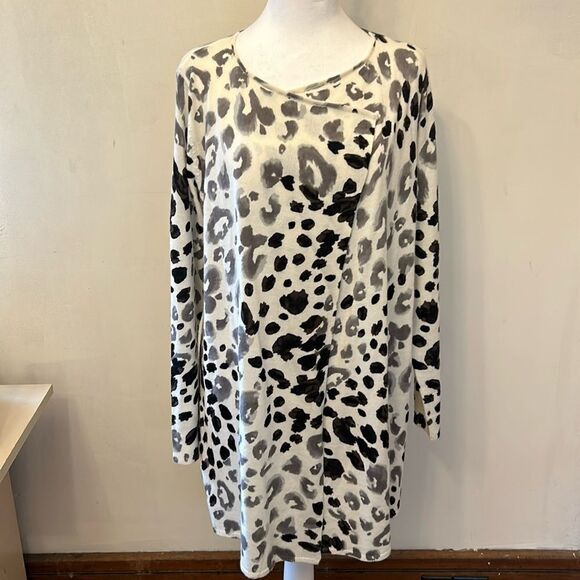 M & S Collection animal print long sleeve open cardigan Size L EUC - Picture 1 of 11